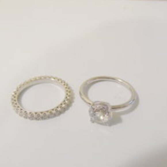 Radiance by Absolute Simulated Diamond Solataire Ring & Eternity Band - Picture 4 of 5
